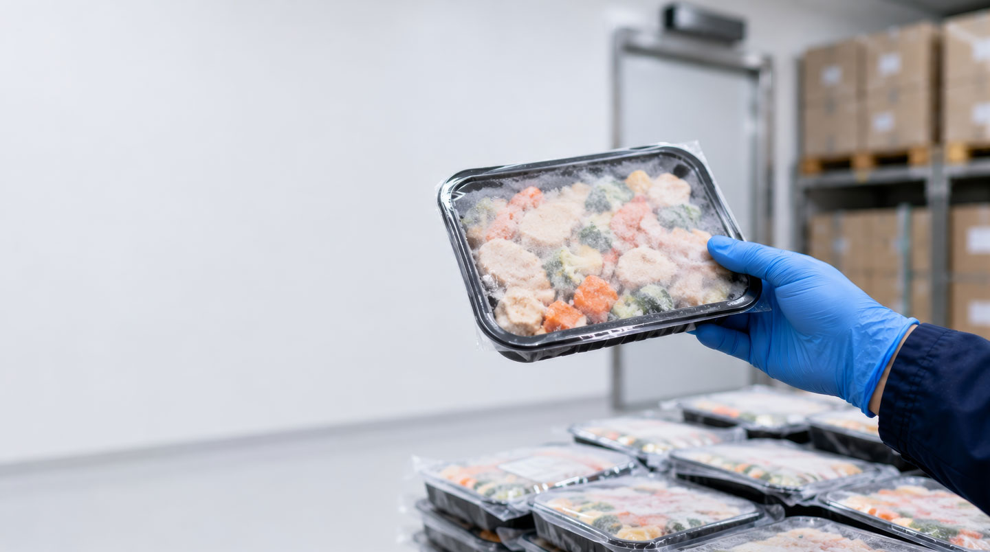 Livreur déchargeant des cartons d'emballages alimentaires devant un restaurant français, camion de livraison professionnel